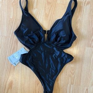 Sleek Black One-Piece Swimsuit